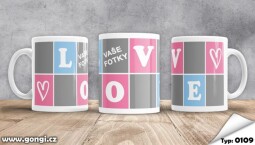 Hrnek 330 ml - 0109 - Love - čtverečkové fotografie